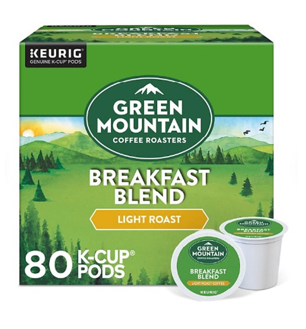 (image for) Green Mountain Coffee Roasters Light Roast Coffee Pods, Breakfast Blend, 80 ct.